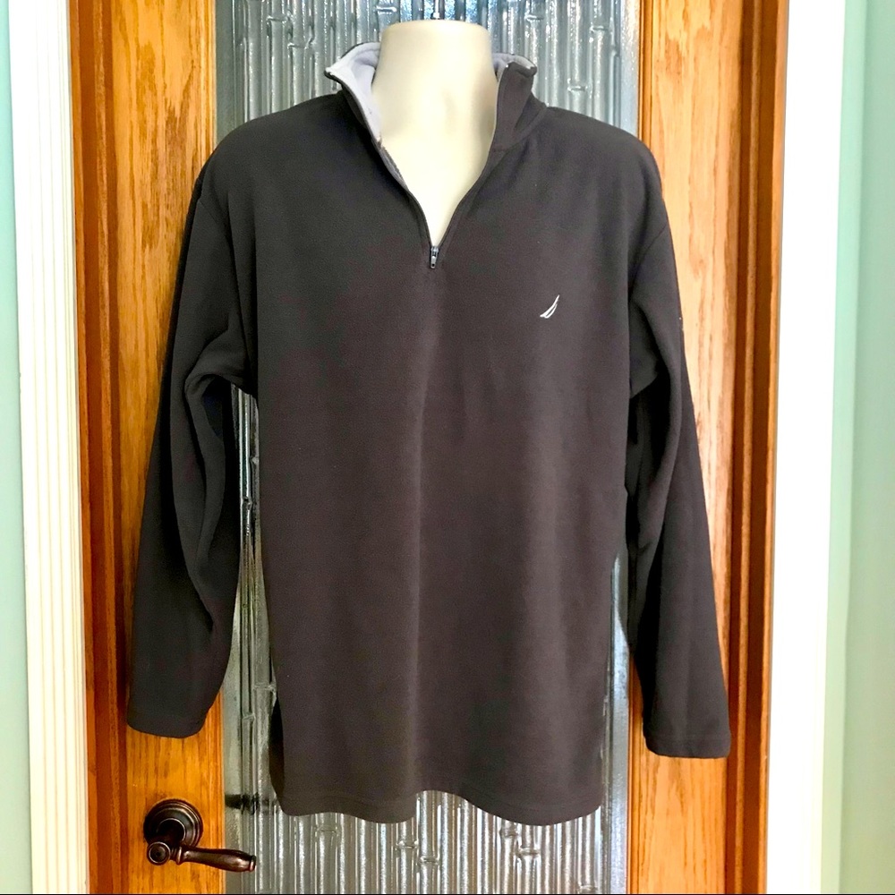 Men’s Nautica Fleece Quarter Zip Pullover, Gray, Large